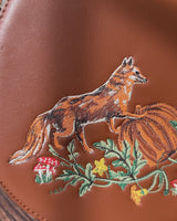 Fox & Pumpkin Tan Embroidered Saddle Purse