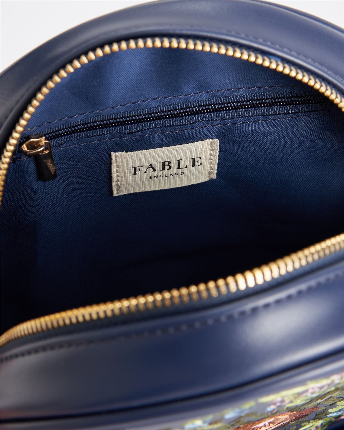 Blue Chloe Round Bag with Embroidered Dormouse – Fable