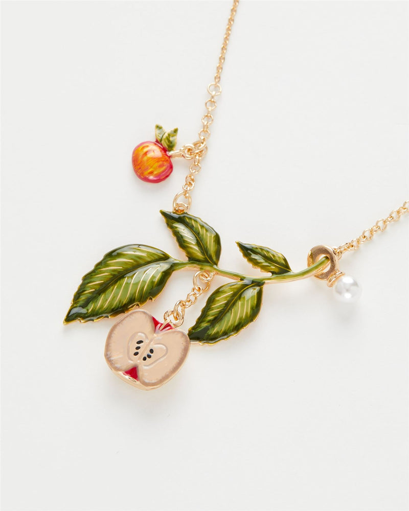 Hand-painted Enamel Apple Tree Necklace - Fable England US