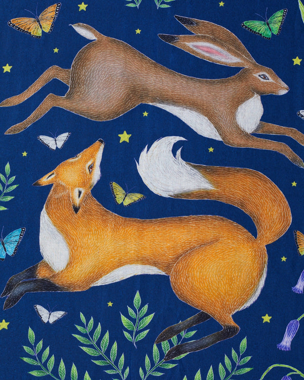 Fable Scarf Hare & Fox Scarf with Tassels