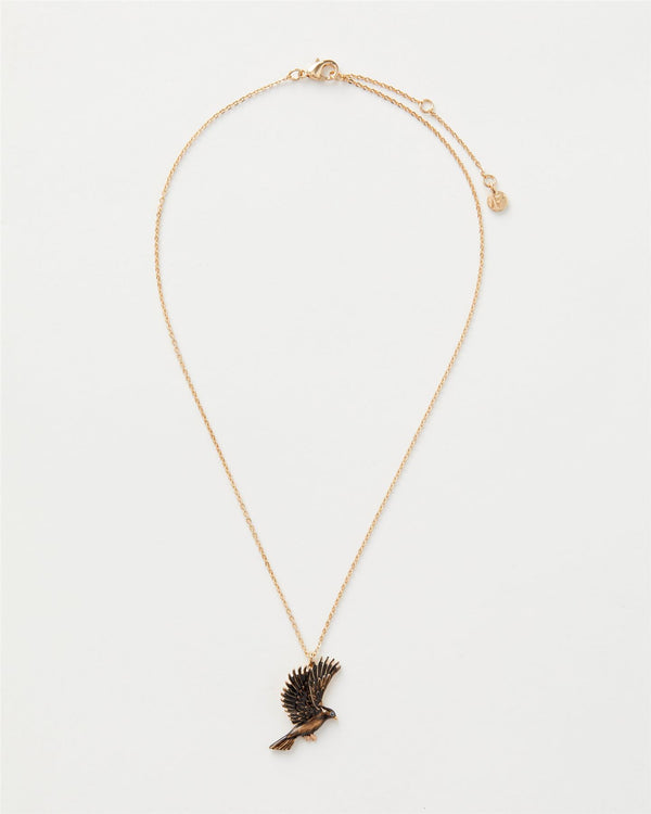 Enamel Black Bird Short Necklace