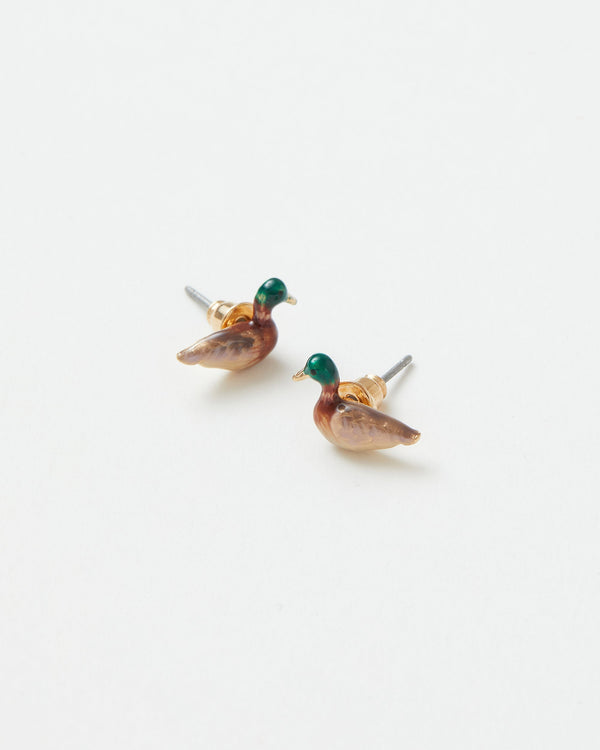 Enamel Mallard Duck Stud Earrings
