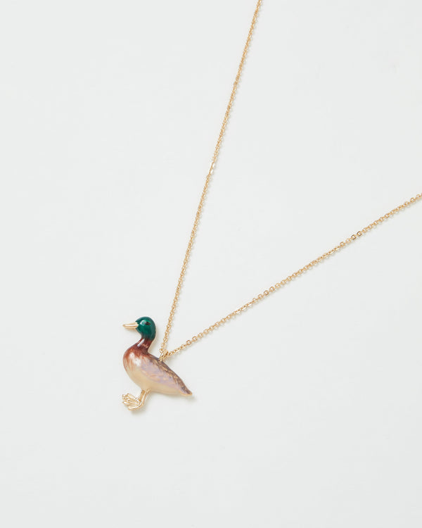 Enamel Mallard Duck Long Necklace