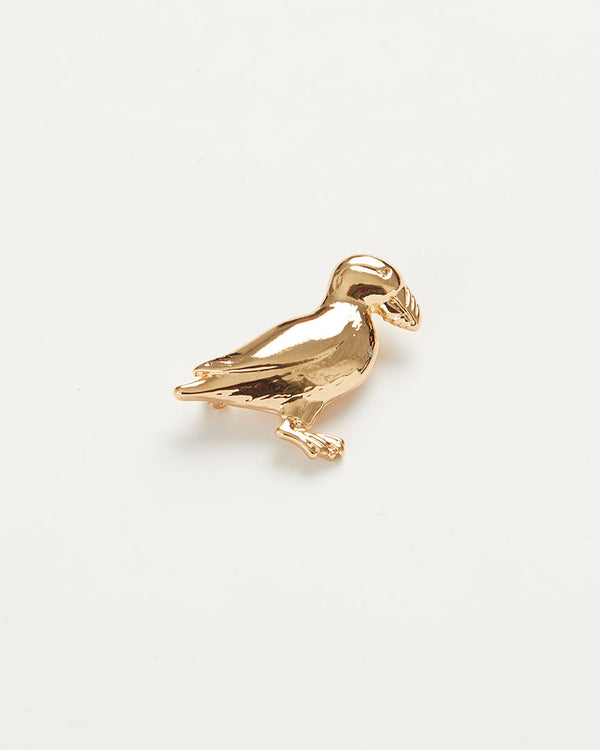 Gold Puffin Brooch
