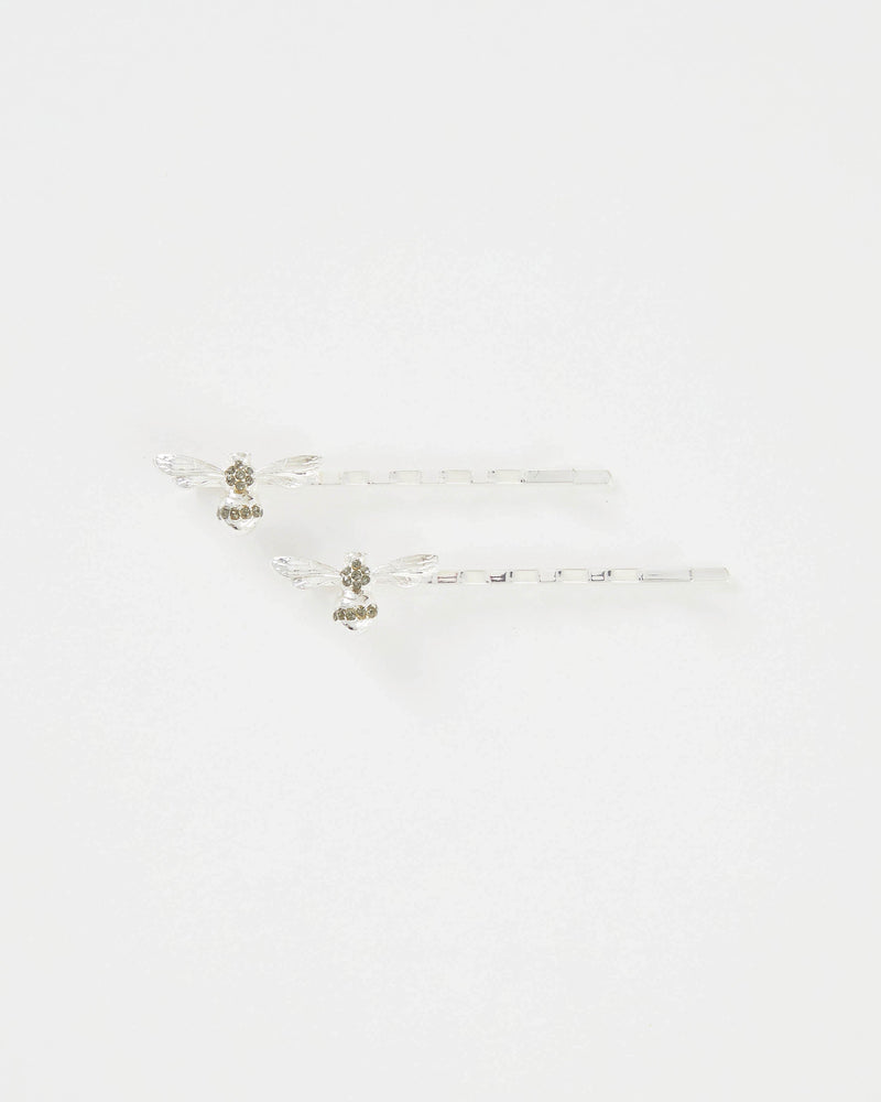 Silver Pave Bee Hair Slides