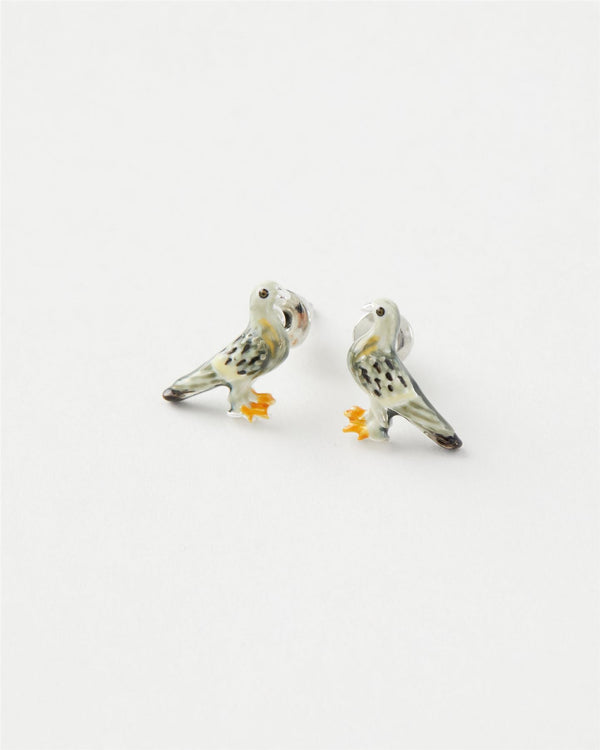 Enamel Pigeon Stud Earrings