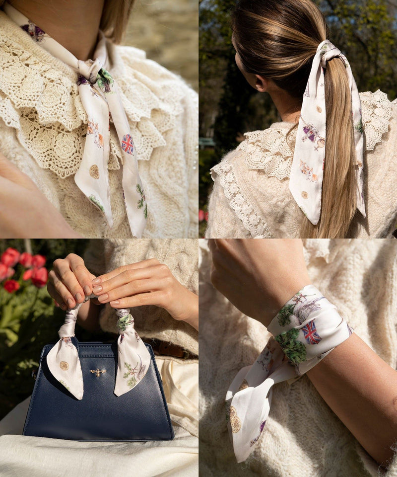 New arrival Twilly bags handle silk scarf small bow tie strap